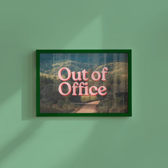 Retro Photo Print: Out of Office, Pink Grainy Style - Digital Download