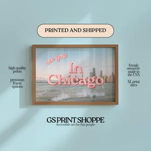 Chicago Wall Art Print, Retro Grainy Style (Framed or Matte)
