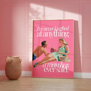 Wall Art Print, Pink Aesthetic Art, Apartment Art, Feminist Art, Living Room Decor, Retro Funny Women Art