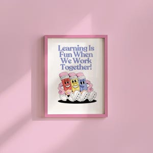 教室のアート装飾、ブックウォールアート、レトロポスタープリント、Booked and Busy、子供部屋の装飾、読書ポスター、子供部屋用アート