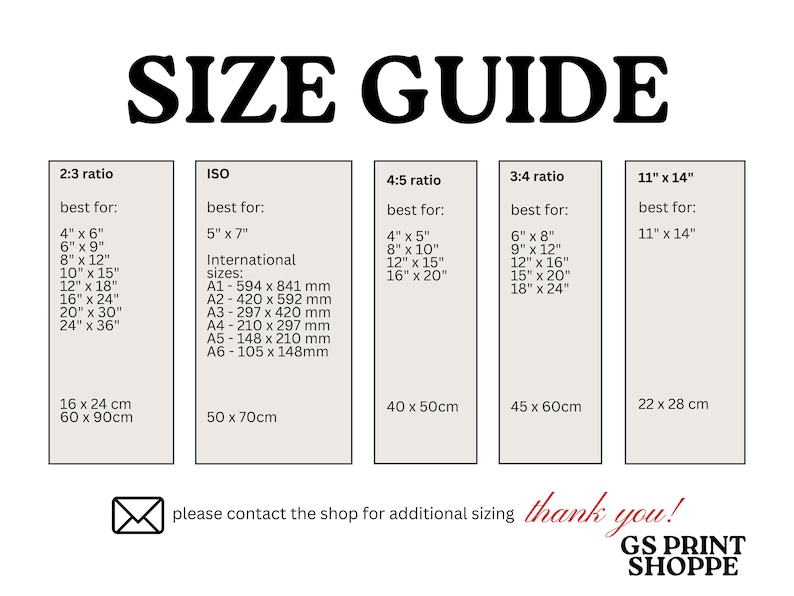 the size guide for a sewing machine