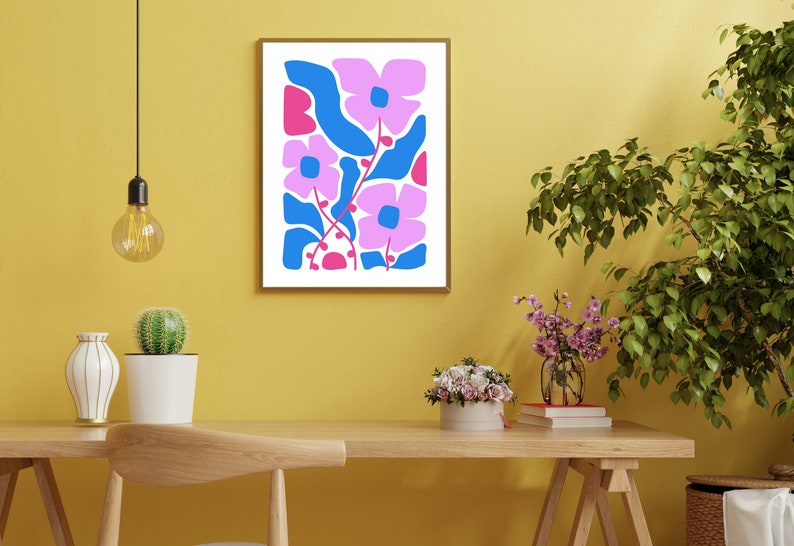 Flower Art Printdigital Downloadwall Art Printpreppy Etsy