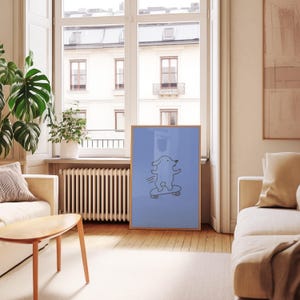 Funny Dog Art-Digital Download-Skateboard Art Print-Large Digital Print Art-Kids Room Art Print-Fun Skateboarding Art-Blue Funny Dog Art