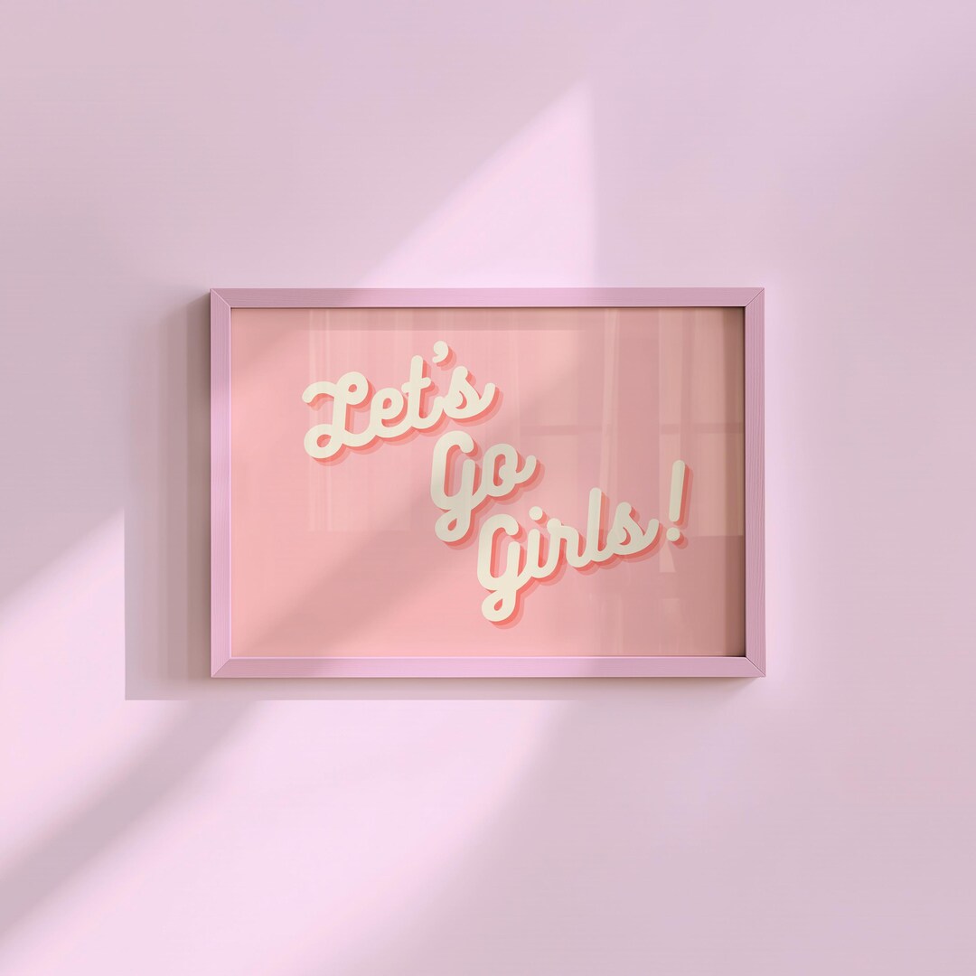 Let's Go Girls Art Print: Bright Pink Retro Music Poster - Etsy