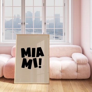 Miami Art Print, Digital Art Download, Black Miami Wall Art, Cute Trendy Art, Miami Posters, Miami Wall Poster, Beige Posters