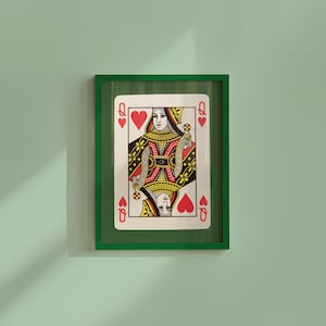 Queen Card Art-Download digital-Impressão de parede-Impressão de arte retrô-Rainha de copas-Carta de baralho-Arte para download-Impressão de arte moderna-Impressões de arte preppy