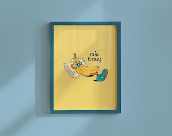 Banana Art Print: Playful Retro Kitchen Decor (Instant Download)