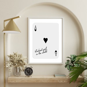 Ace of Hearts,Lucky Girl Quote,Retro Card Posters,Lucky Girl Syndrome Art,Trendy Wall Art,Aesthetic Print,Dorm Art,Ace of Hearts Art image 7