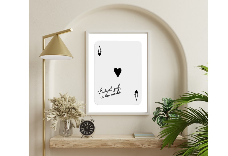 Ace of Hearts,Lucky Girl Quote,Retro Card Posters,Lucky Girl Syndrome Art,Trendy Wall Art,Aesthetic Print,Dorm Art,Ace of Hearts Art image 7