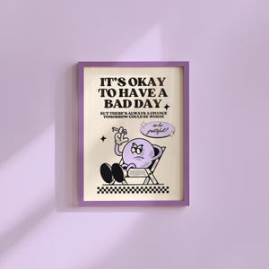 印刷可能なポスター、面白い装飾、寝室の部屋の装飾、漫画のポスター、インスピレーションアート、紫色の壁アート、生意気なデジタルプリント、デジタルアートプリント