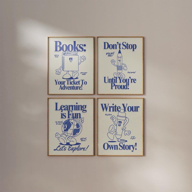 Retro Educational Art Print Set - 5 Digital Classroom Designs image 2