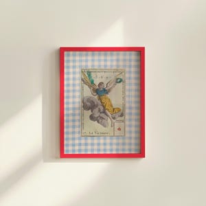 Estilo vintage, lámina de reina, póster de naipes, arte del tarot, descarga digital, decoración retro, arte imprimible, arte de hadas, decoración de habitación de niña