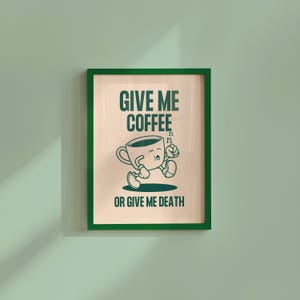 Retro Kaffee Kunstdruck, minimalistische Wanddekoration & digitaler Download - Perfekt für Küche, Café, Büro