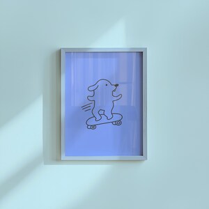 Funny Dog Skateboard Art Print: Kids Room Wall Decor image 1