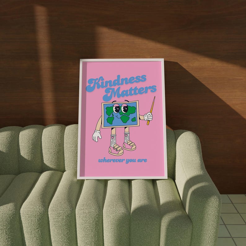 Kindness Matters Art Print: Retro Classroom Poster with Positivity image 4