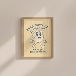 Klassenzimmer Kunst Dekor-Digitaler Download-Wand Druck-Retro-Herunterladbare Druck-Motivational Art-70er Jahre Kunstdruck-Retro Charakter-Keep In Bewegung nach vorne
