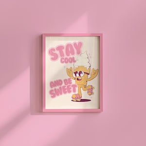 Arte de helado lindo, decoración estética, impresión de pared de cocina, dibujos animados minimalistas, impresión de arte de helado, arte de helado retro, impresión de arte de pared