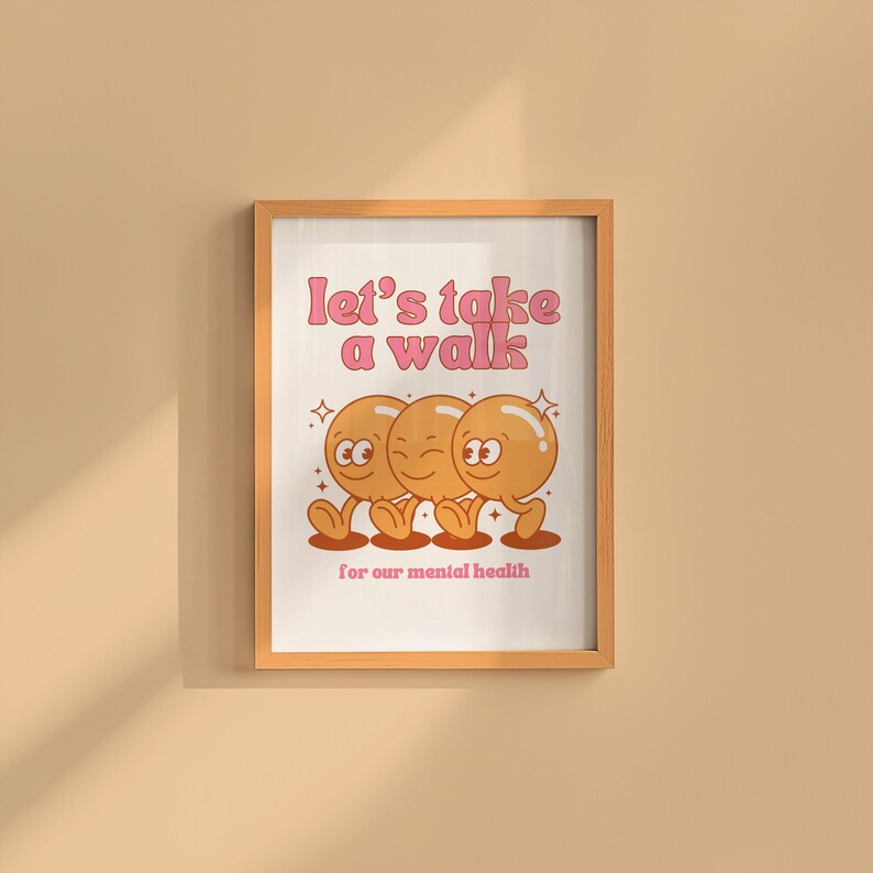 Retro geestelijke gezondheid kunstafdrukken, leuke klaslokaalposters (digitale download) afbeelding 1