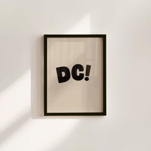 dc Art Print,Digital Art Download,Black DC Wall Art,Cute Trendy Art,DC Posters,DC Wall Poster,Beige Poster, Trendy Art Print, Wall Art Print