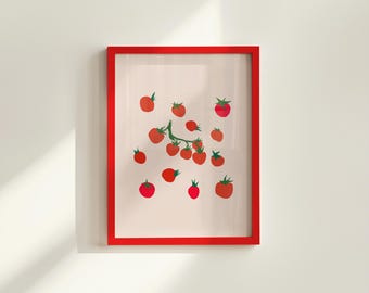 Tomatenkeuken Art Print - Retro eten wanddecoratie digitale download