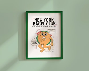 New York Bagel Club Art Print: Trendy Kitchen Wall Decor (Digital Download)