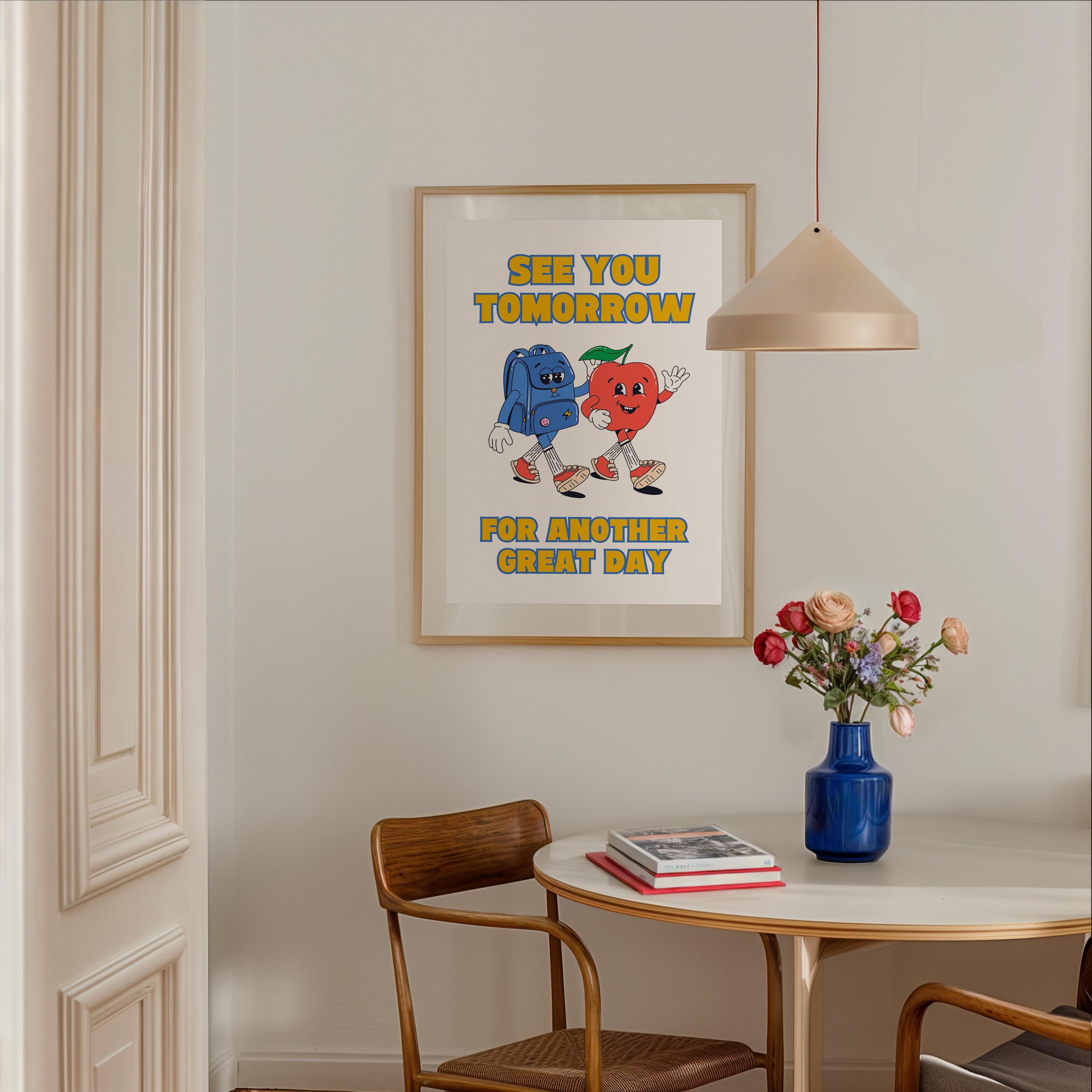 kurry カリー　See you tomorrow シーユートゥモロー　アート See You Tomorrow Print: Quirky Retro Kids Art (digital File) - Etsy