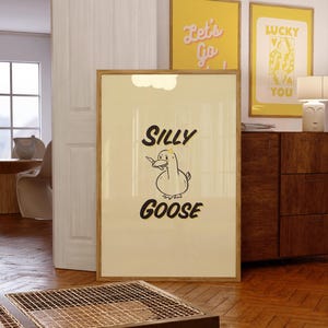 Silly Goose Art,Funny Goose Art Print,Girly Print,Silly Animal Art Print,large Wall Art,Funny Art,Yellow Art,Edgy Art Print