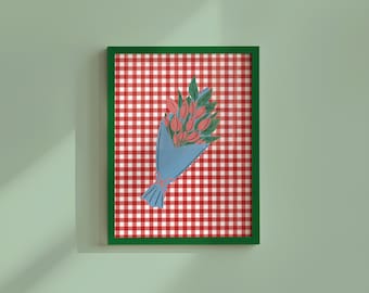 Lámina artística de ramo floral: Decoración minimalista colorida (descarga digital)