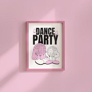 Arte para festa de dança - Impressões digitais - Citação de arte retrô - Arte para bebidas - Impressão de arte de cozinha - Arte de cozinha - Impressão de arte de bola de discoteca - Impressão de desenho animado de bola de espelho