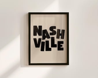 Nashville Wall Art Print: Trendy Black Lettering (Digital Download)