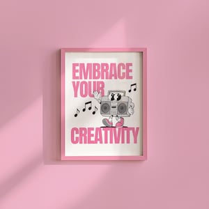 創造性を育むアート、教室アート、かわいいレトロプリント、惑星漫画、レトロマスコットプリント、ファンキーでグルーヴィーなミニマルレトロポスター