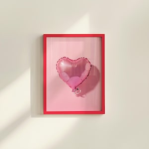 Heart Balloon Art-Digital Print-Retro Wall Art-Trendy Girly Print Art-Fun Pink Art-Downloadable Art-Pink Art Print-Preppy Poster-2000s Art