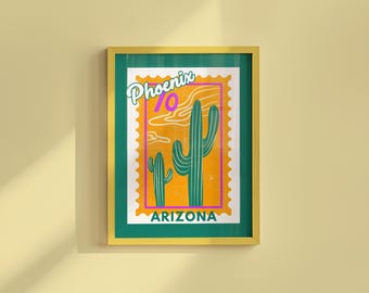 Stampa artistica di cactus di Phoenix, Arizona: decorazione murale alla moda (download digitale)