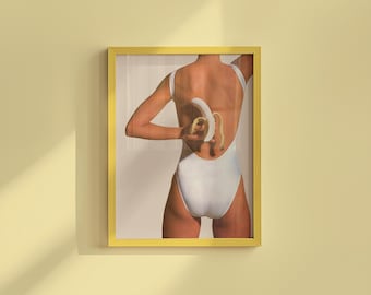 Banana Swimsuit Art Print  Trendy Preppy Wall Decor Digital Download