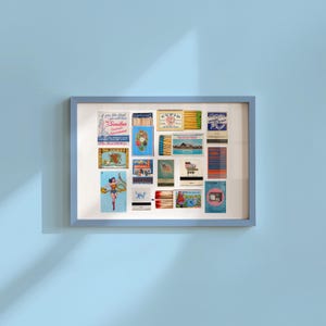 Blue Matchbox Print, Trendy Matches Poster, Retro Matchbook Wall Art, Bar Cart Aesthetic Print for Apartment, Instant Digital Download