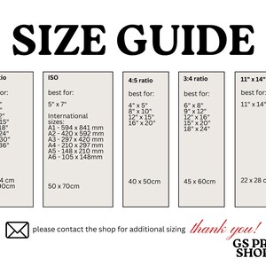 the size guide for a sewing machine