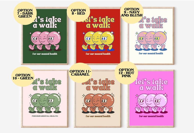180 files-Digital Download-Wall Prints-Retro Mascot-Friends Poster-Large School Print Art-Classroom Poster-Mental Health Art Prints-Fun Art