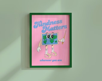 Kindness Matters Art Print: Retro Classroom Poster with Positivity