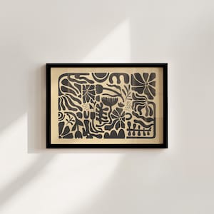 Retro Blume-Digitaldruck-Wanddruck-Retro Kunst-Floral Kunst-Trendy Girly Druck Kunst-70er Jahre Druck-Herunterladbare Kunst-Schwarz Kunstdruck-Blumen Poster