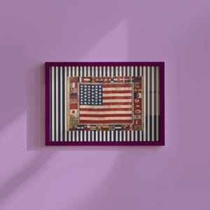 Impresión artística de la bandera estadounidense vintage, decoración de pared de EE. UU., descarga digital