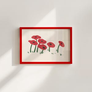 Floral Poppy Print: Abstract Botanical Wall Art (Instant Download)