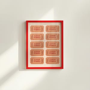 Good Times Print - Retro Fair Ticket Art - Digitaler Download - Spaß Orange & Pink Preppy Art für Girly Wohnung Dekor