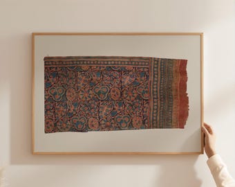 Tapisserie Wandkunst, Vintage Textildruck, warme ästhetische Wohnkultur, antiker Textildruck, rustikales Teppichmuster, vielseitige Wandkunst