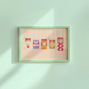 Assortiments amusants paysage-téléchargement numérique-impression murale-Y2K rose art-grande impression girly art-impressions tendance-art girly-allumettes impression d&#39;art-art preppy