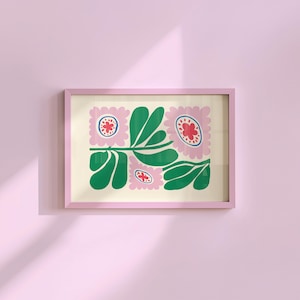 抽象的な花のアート、ピンクの花のポスター、デジタルダウンロード、ピンクの花のアートプリント、デジタルプリント、カラフルなポピーアート、ピンクのマキシマリストアート