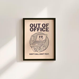Arte fuori ufficio - Stampe digitali - Citazioni d'arte retrò - Poster di personaggi retrò alla moda - Stampe d'arte divertenti per ufficio - Poster per il posto di lavoro - Arte per lavorare da casa