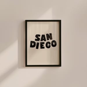 San Diego Art Print,Digital Art Download,San Diego Wall Art,Cute Trendy Art, San Diego Posters,SD Wall Poster,Beige Posters, gs print shoppe