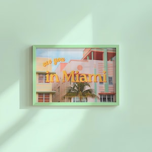 Pôsteres de Miami, Impressão de arte de Miami, Pôster retrô de Miami, Arte moderna de Miami, Impressão de arte da Flórida, Decoração de Miami, Impressão de arte de cartão postal de Miami, Pôster de Miami