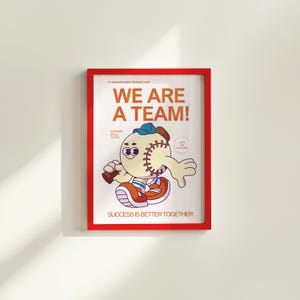 Retro Sport Druck, Baseball Wand Druck, Teamwork Kunstdruck, Retro Cartoon Kunst, Kinder Kunstdruck, Klassenzimmer Druck, Kinder Kunst, Klassenzimmer Dekor