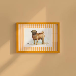 Fun Dog Poster, Vintage Animal Print, Orange Dog Picture, Whimsical Dog Art, Colorful Dog Decor, Pug Lover Art, GS Print Shoppe, Pug Art